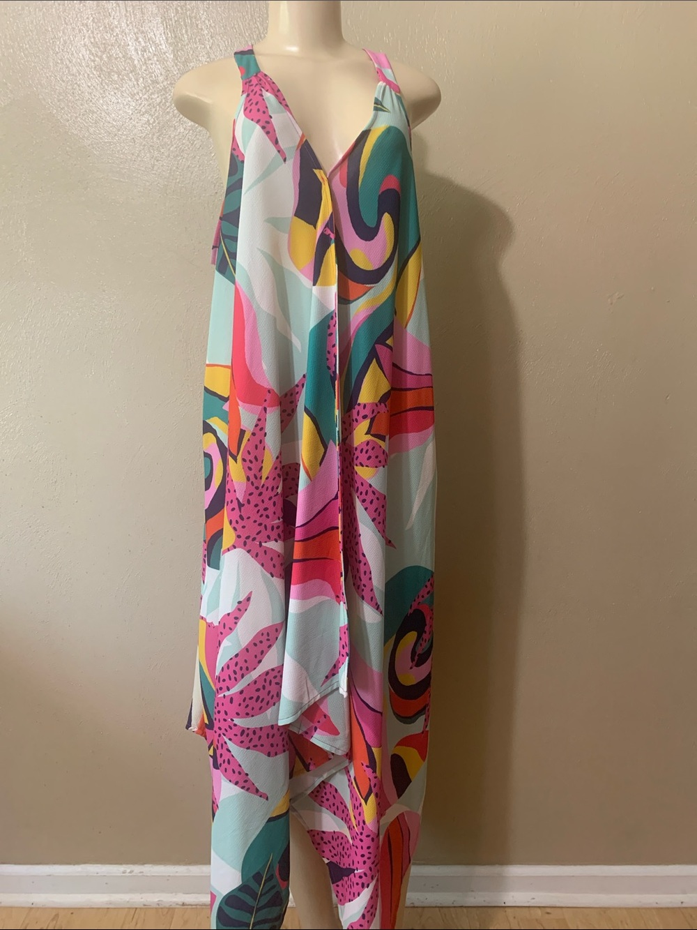 ISLE by Melis Kayan XL Bright Patterned Top in Pink & Teal